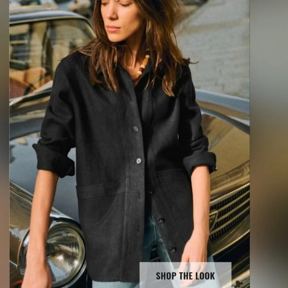 Sezane Will Jacket in black linen size XS - Picture 1 of 7